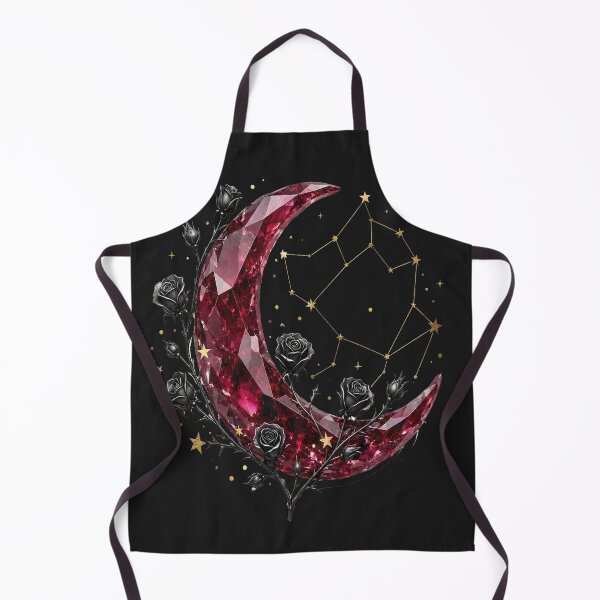 Item preview, Gothic Ruby Crystal Moon Black Roses Mystic Constellation designed and sold by CraftyValley.