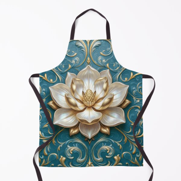 Item preview,  Vintage Beige and Gold Magnolia  on Teal  Ornate Victorian Floral Art designed and sold by MargaretWiktor.