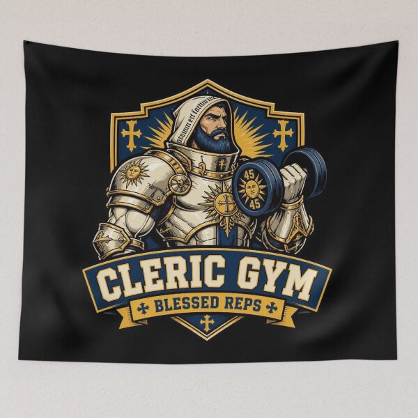Item preview, Cleric Gym Blessed Reps Vintage Tabletop Workout designed and sold by Dice_Goblin_Studio.