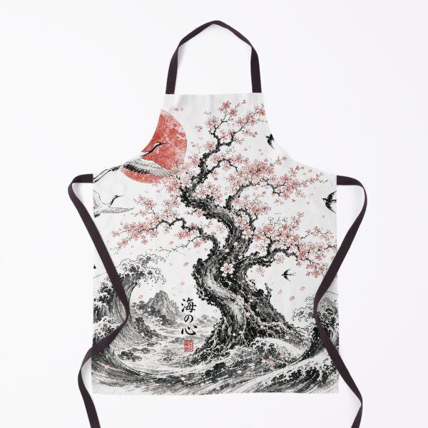 Item preview, Sakura Tree and Ocean Waves | Japanese Ink Wash Art designed and sold by SoulTreasures.