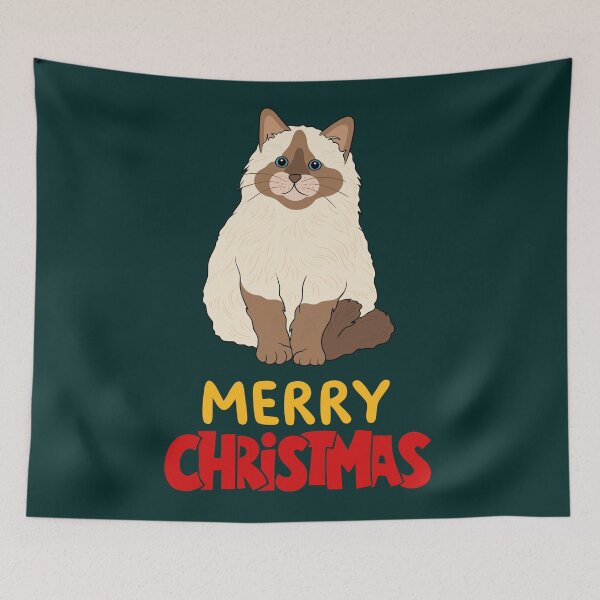 Item preview, Cute Ragdoll Cat Merry Christmas Holiday Art designed and sold by stormk10.