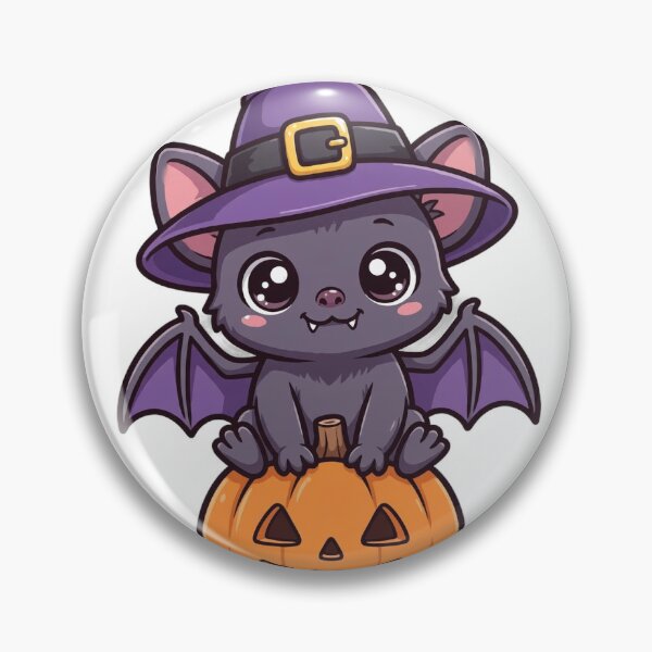 Item preview, Cute Baby Bat in Witch Hat on Pumpkin Halloween Sticker designed and sold by Neshmi.