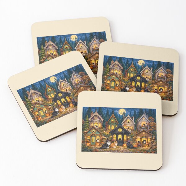 Item preview, The Cats of All Hallows’ Village — Halloween Folk Art designed and sold by Novel Works Studio.