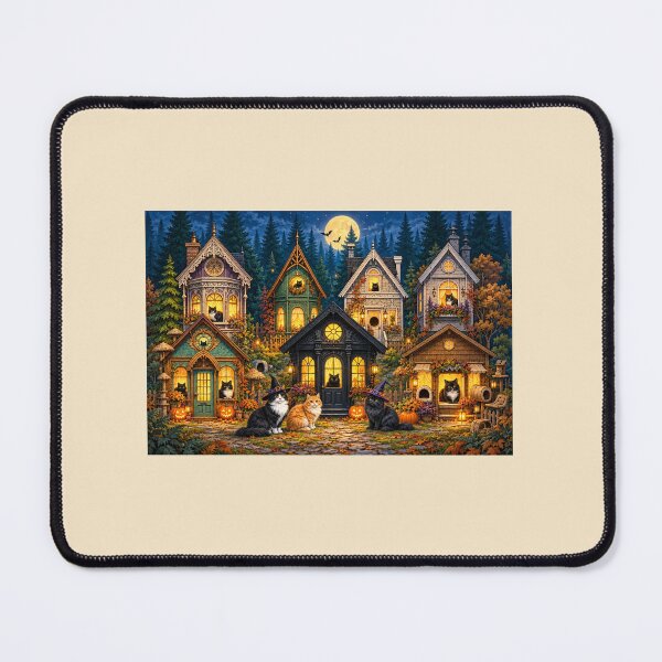 Item preview, The Cats of All Hallows’ Village — Halloween Folk Art designed and sold by Novel Works Studio.