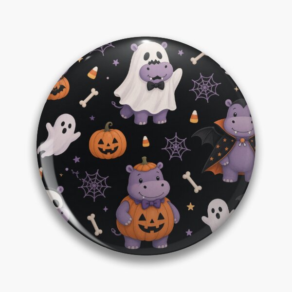 Item preview, Spooky Cute Hippos Halloween Pattern designed and sold by A1RB.