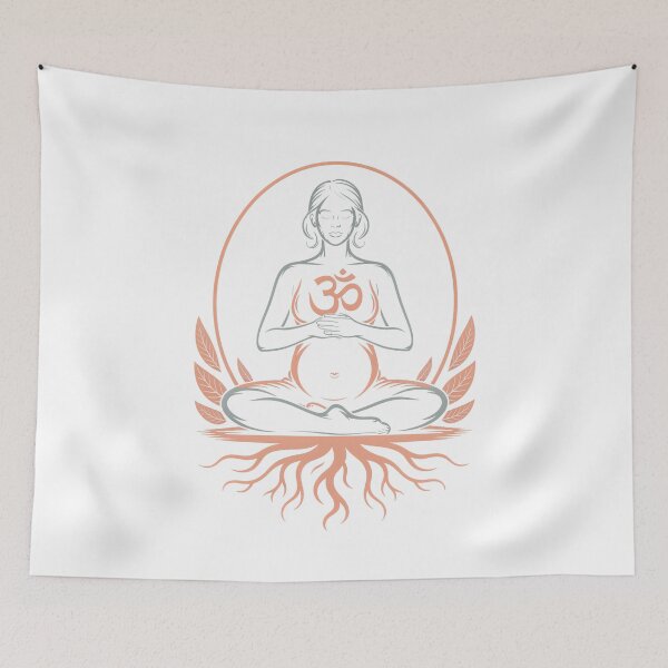 Item preview, Grey Peach Oval Roots Prenatal Symbolic Piece designed and sold by 108stillness.