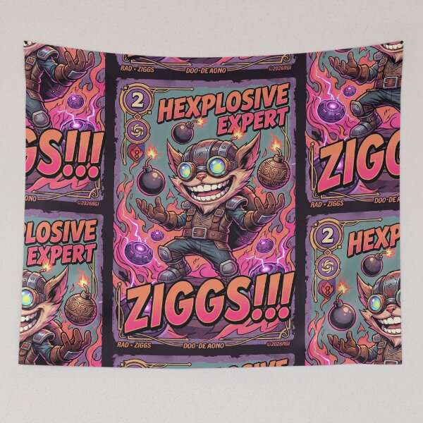 Item preview, Hexplosive Expert Ziggs Retro Comic Trading Card Game Art designed and sold by CuteKats.