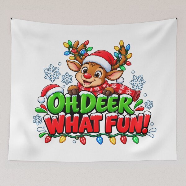 Item preview, OH DEER WHAT FUN! Funny Christmas Reindeer Holiday Graphic designed and sold by Zoolita Store.
