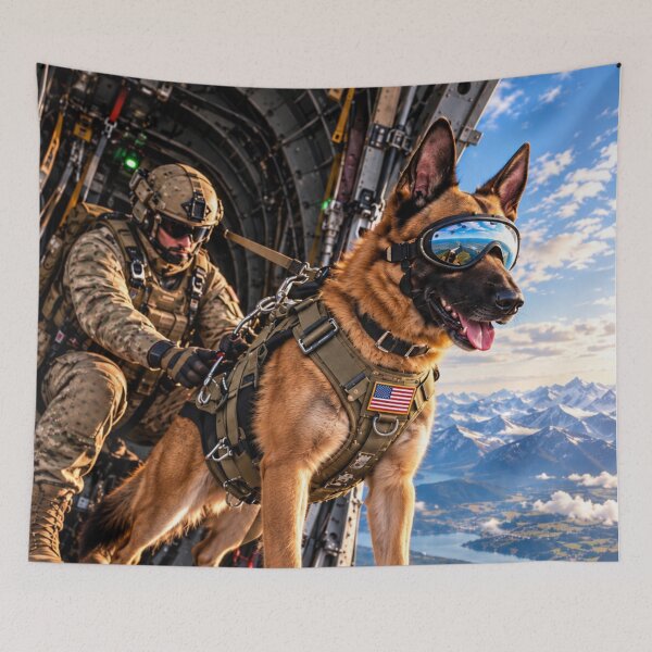Item preview, American Airborne Malinois – US Military Working Dog Ready to Jump designed and sold by Redcon-fantasy.