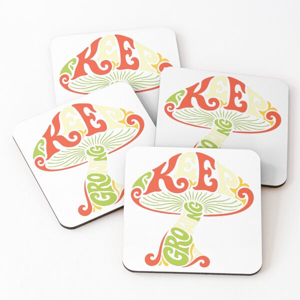 Item preview, Keep Growing – Mushroom Retro Motivational Typography designed and sold by CreativeArtisanPrints Shop.