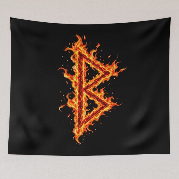 Item preview, Berkano Rune in flame designed and sold by Faust-ART.