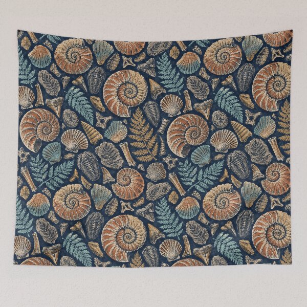Item preview, Ancient Fossils Linocut Pattern designed and sold by frumixart.