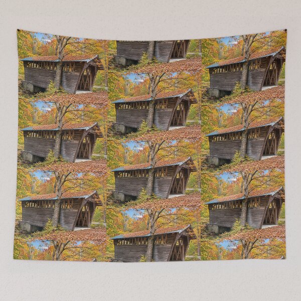 Item preview, Gilbert Covered Bridge in Autumn designed and sold by gotucoveredart.