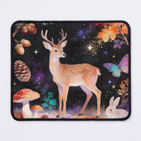 Item preview, Enchanted Autumn Deer Woodland Cosmic Watercolor Art designed and sold by soulfulpalette.