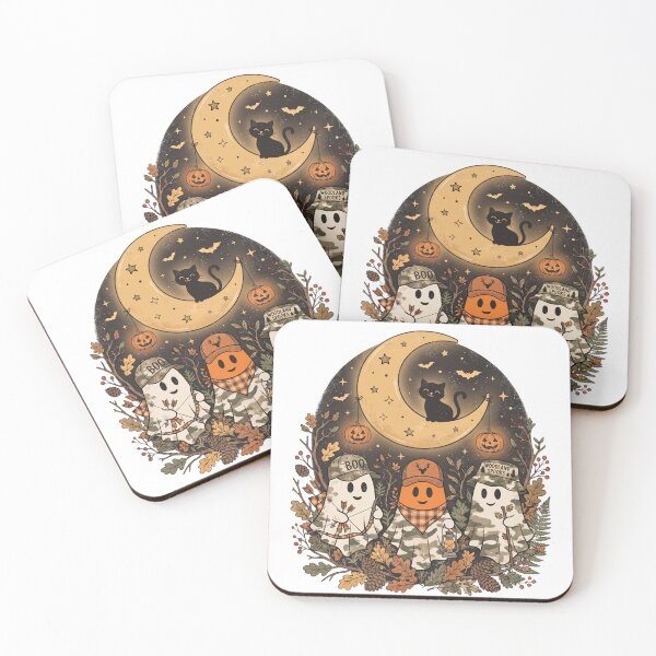 Item preview, Halloween Ghost Camping Moon Cat Pumpkins designed and sold by EZONEEE.