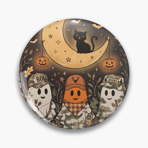 Item preview, Halloween Ghost Camping Moon Cat Pumpkins designed and sold by EZONEEE.