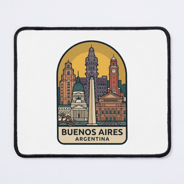 Item preview, Buenos Aires Argentina City Skyline Obelisk Retro Travel Badge Illustration designed and sold by raedattia.