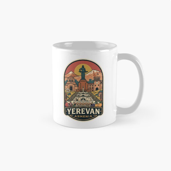 Item preview, Yerevan Armenia Mount Ararat Mother Armenia Cascade Retro Travel Badge designed and sold by raedattia.