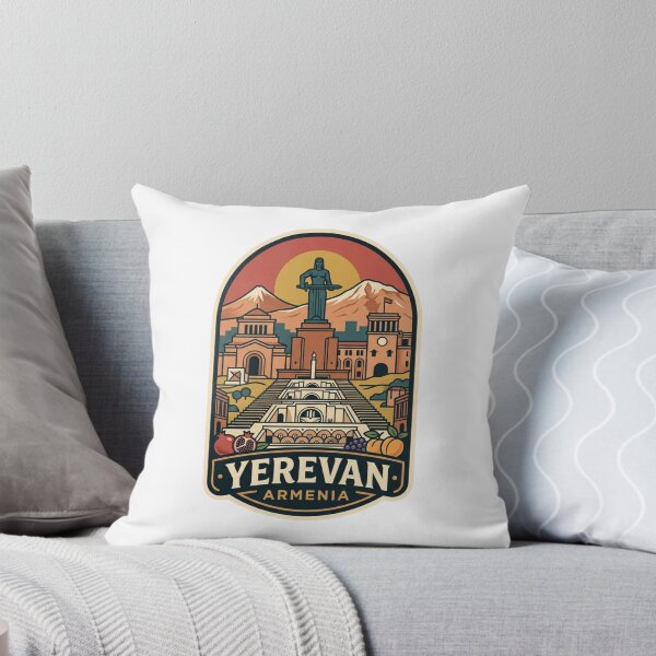 Item preview, Yerevan Armenia Mount Ararat Mother Armenia Cascade Retro Travel Badge designed and sold by raedattia.