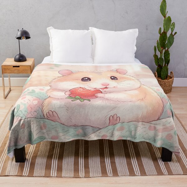 Item preview, Cute Hamster Eating a Strawberry | Whimsical Kawaii Illustration designed and sold by Moonlily Tavern.
