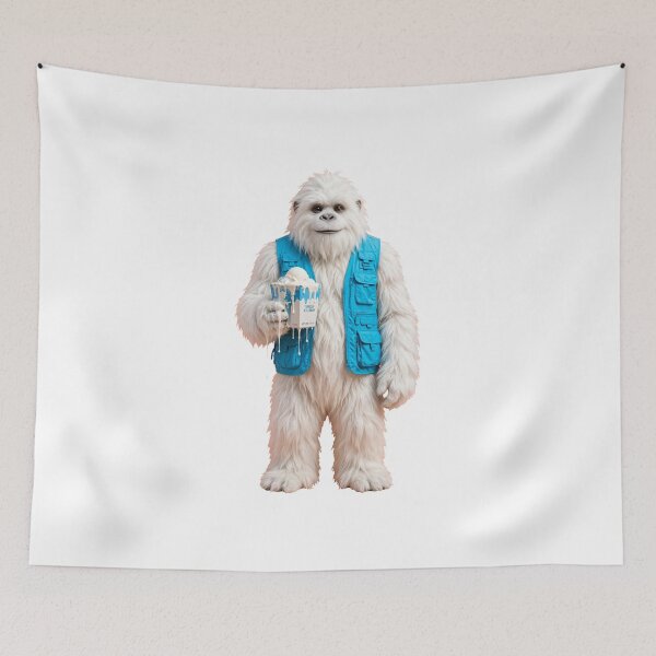 Item preview, Cute Yeti Eating Ice Cream Funny Bigfoot Monster Sweet Treat Aesthetic Art designed and sold by  One City Two Children Studio.