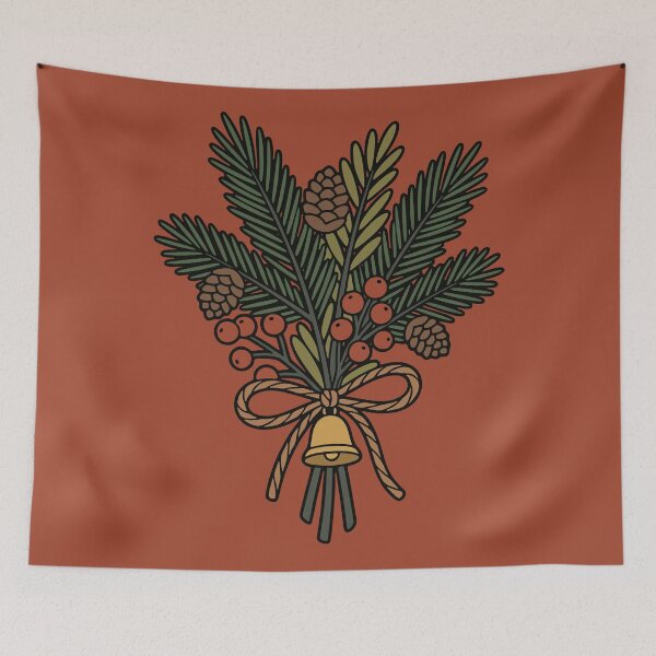 Item preview, Christmas Pine Branches with Berries and Bell designed and sold by AIG - Andrei Ilie Graphics.