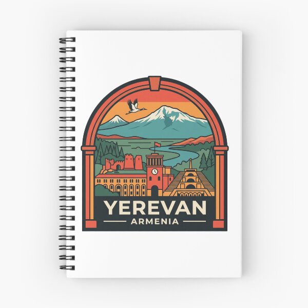 Item preview, Yerevan Armenia Mount Ararat Cascade Retro Travel Patch Illustration designed and sold by raedattia.