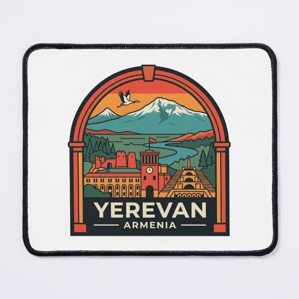 Item preview, Yerevan Armenia Mount Ararat Cascade Retro Travel Patch Illustration designed and sold by raedattia.