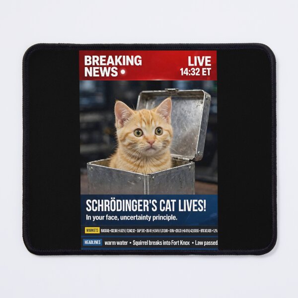 Item preview, Schrödinger’s Cat Lives! designed and sold by Aleksandar Kostjuk.
