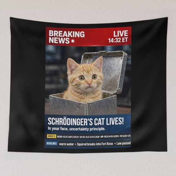 Item preview, Schrödinger’s Cat Lives! designed and sold by Aleksandar Kostjuk.