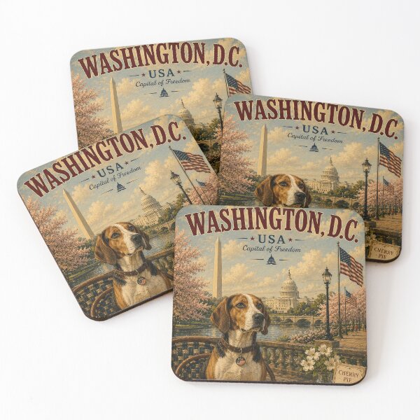 Item preview, American Foxhound in Washington D.C. Vintage Travel Poster designed and sold by Erika Kaisersot.