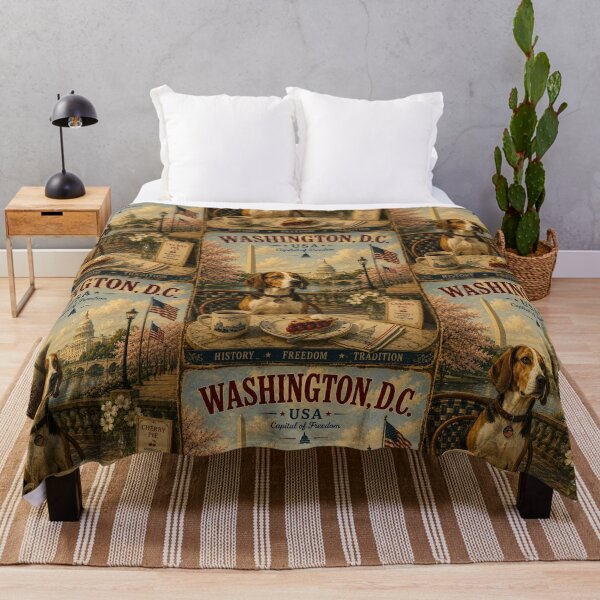 Item preview, American Foxhound in Washington D.C. Vintage Travel Poster designed and sold by Erika Kaisersot.