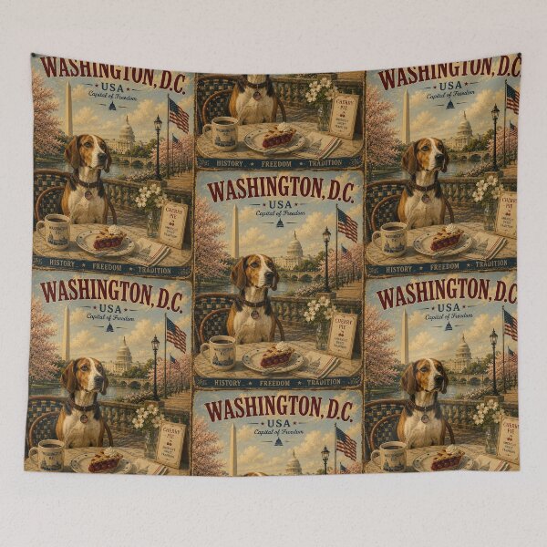 Item preview, American Foxhound in Washington D.C. Vintage Travel Poster designed and sold by Erika Kaisersot.