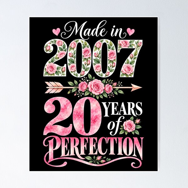 Item preview, Made in 2007 20 Years of Perfection Pink Floral 20th Birthday designed and sold by G350.