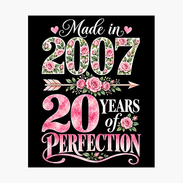 Item preview, Made in 2007 20 Years of Perfection Pink Floral 20th Birthday designed and sold by G350.