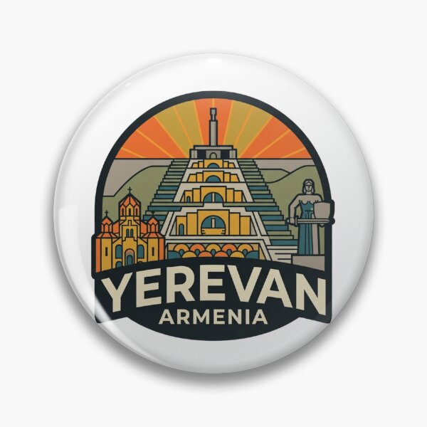 Item preview, Yerevan Armenia Cascade Complex Mother Armenia Retro Travel Badge    designed and sold by raedattia.