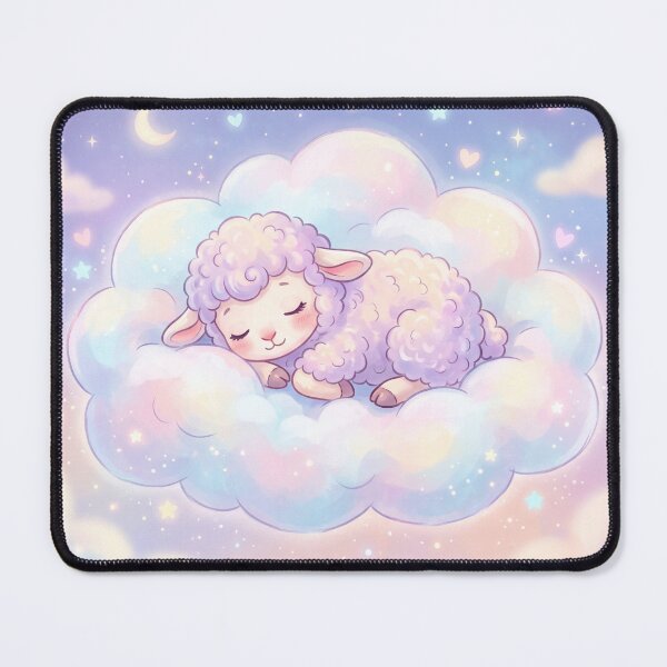 Item preview, Cute Lamb Sleeping on a Cloud | Whimsical Kawaii Illustration designed and sold by Moonlily Tavern.