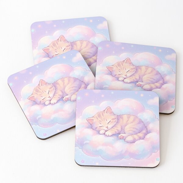 Item preview, Cute Sleeping Cat on a Cloud | Whimsical Kawaii Illustration designed and sold by Moonlily Tavern.