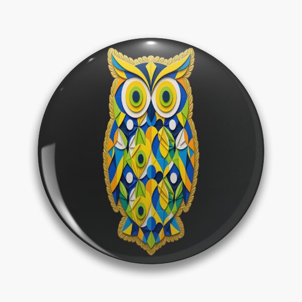 Item preview, 3D Ornate Golden Owl Emblem & Geometric Pop Art Seamless Pattern designed and sold by Breezes-of-Ida.