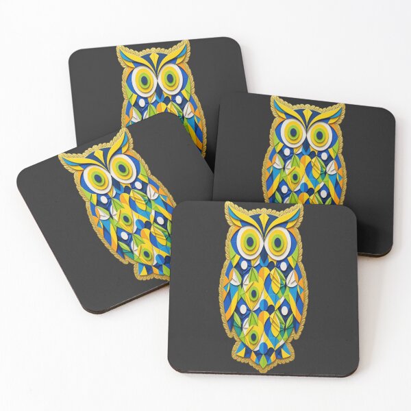 Item preview, 3D Ornate Golden Owl Emblem & Geometric Pop Art Seamless Pattern designed and sold by Breezes-of-Ida.