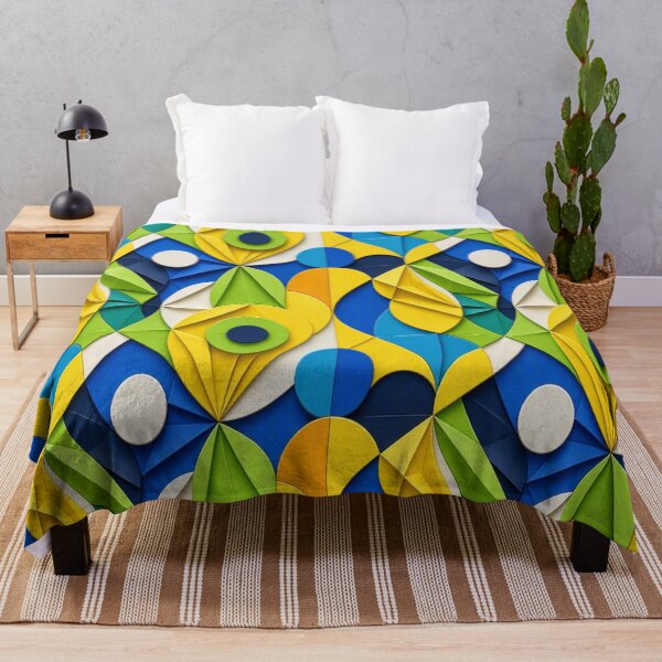 Item preview, 3D Ornate Golden Owl Emblem & Geometric Pop Art Seamless Pattern designed and sold by Breezes-of-Ida.