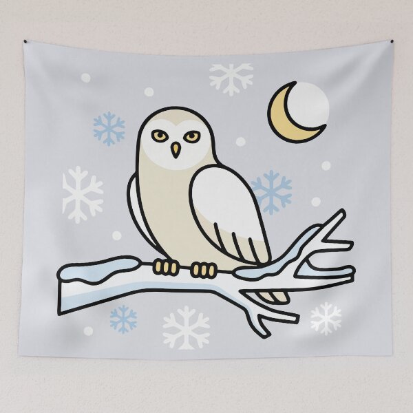 Item preview, Snowy Owl on Winter Branch Under Crescent Moon designed and sold by AIG - Andrei Ilie Graphics.