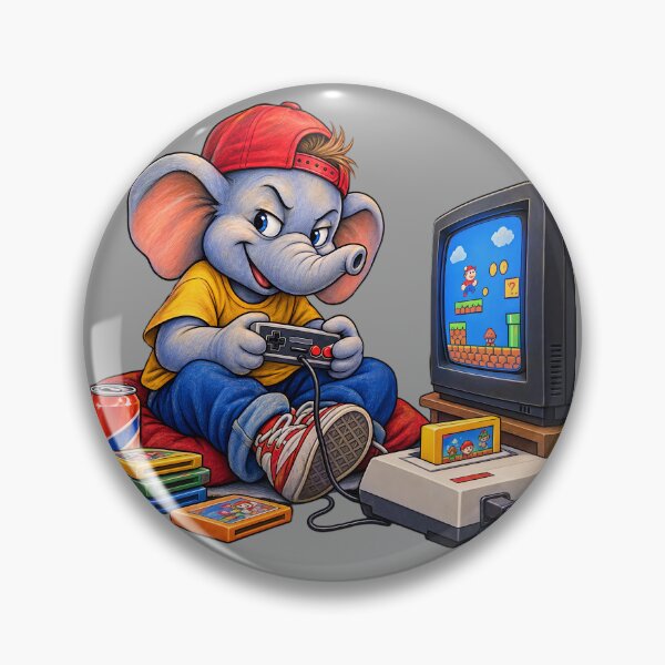 Item preview, Retro 90s Gaming Elephant Sticker – Vintage 8-Bit Gamer Art designed and sold by Felixuss.