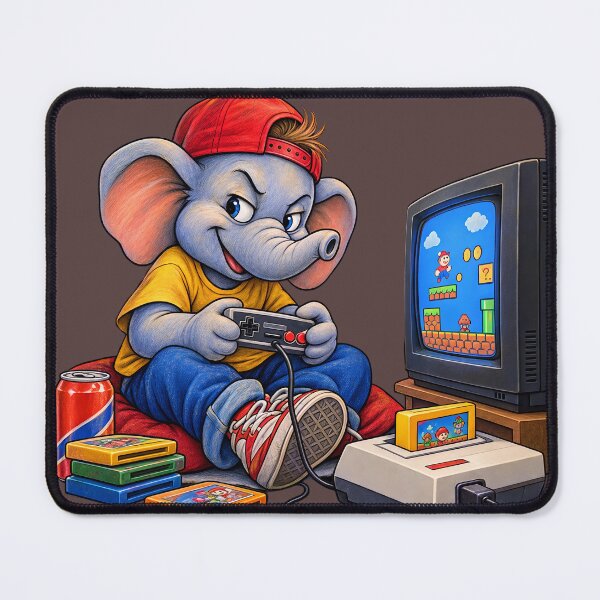 Item preview, Retro 90s Gaming Elephant Sticker – Vintage 8-Bit Gamer Art designed and sold by Felixuss.