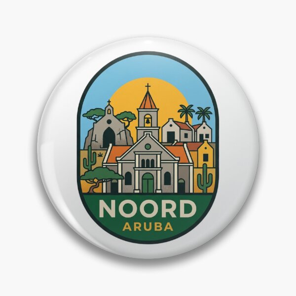 Item preview, Noord Aruba St Ann Church Alto Vista Chapel Retro Travel Badge Illustration    designed and sold by raedattia.