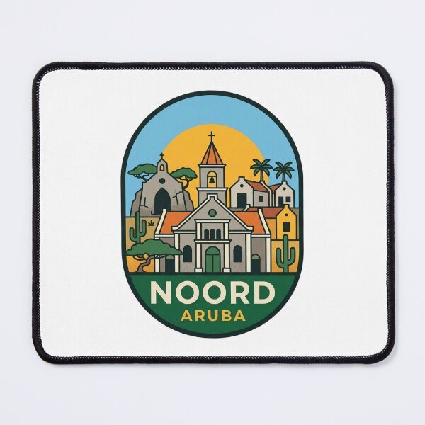 Item preview, Noord Aruba St Ann Church Alto Vista Chapel Retro Travel Badge Illustration    designed and sold by raedattia.