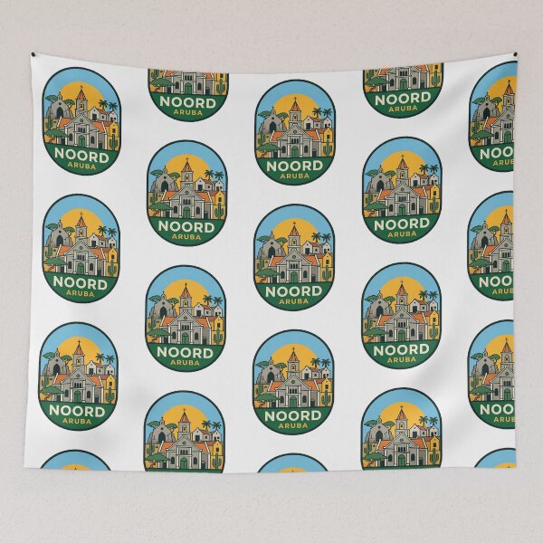 Item preview, Noord Aruba St Ann Church Alto Vista Chapel Retro Travel Badge Illustration    designed and sold by raedattia.