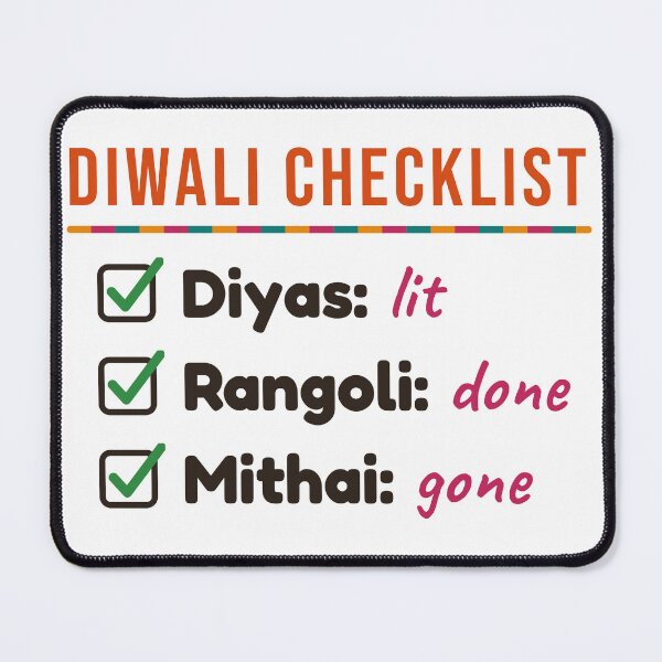 Item preview, Diwali Checklist: Diyas Lit, Rangoli Done, Mithai Gone designed and sold by Diya & Dot.