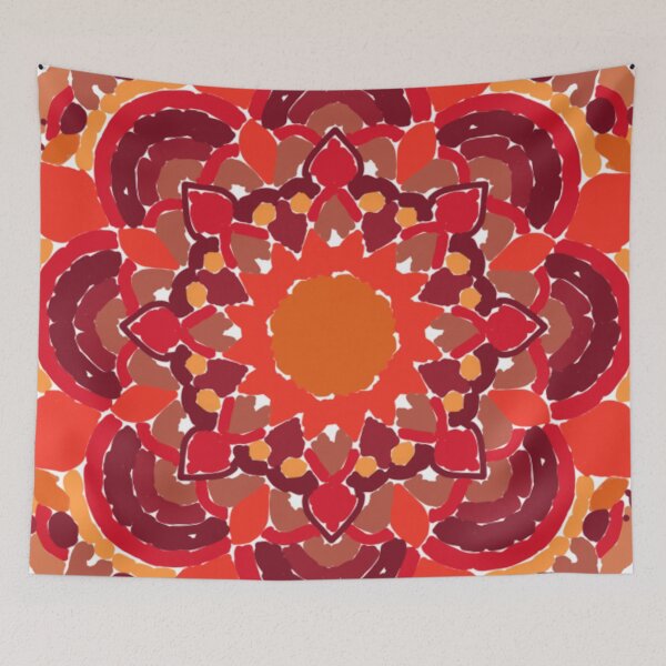 Item preview, Crimson Fire Lineless Geometric Mandala designed and sold by FioreDiCiliegio.