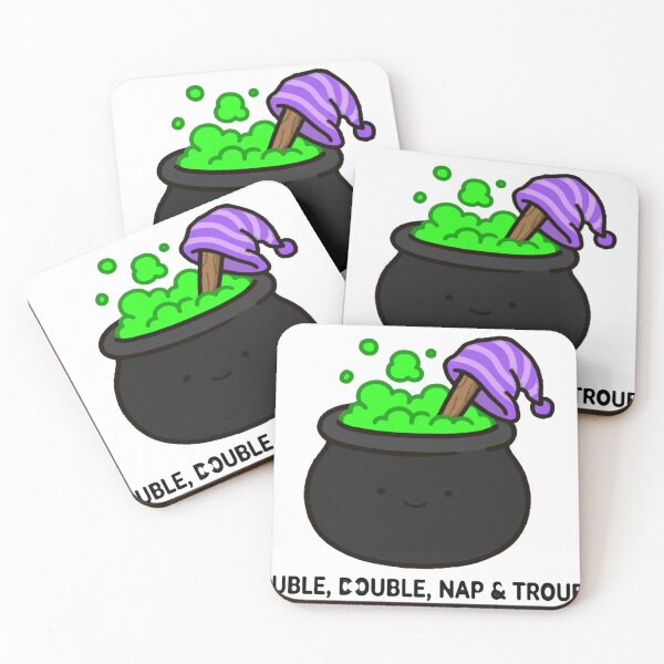 Item preview, Cute Witch Cauldron Double Double Nap And Trouble Halloween Sticker designed and sold by xiaoxiaochibi.